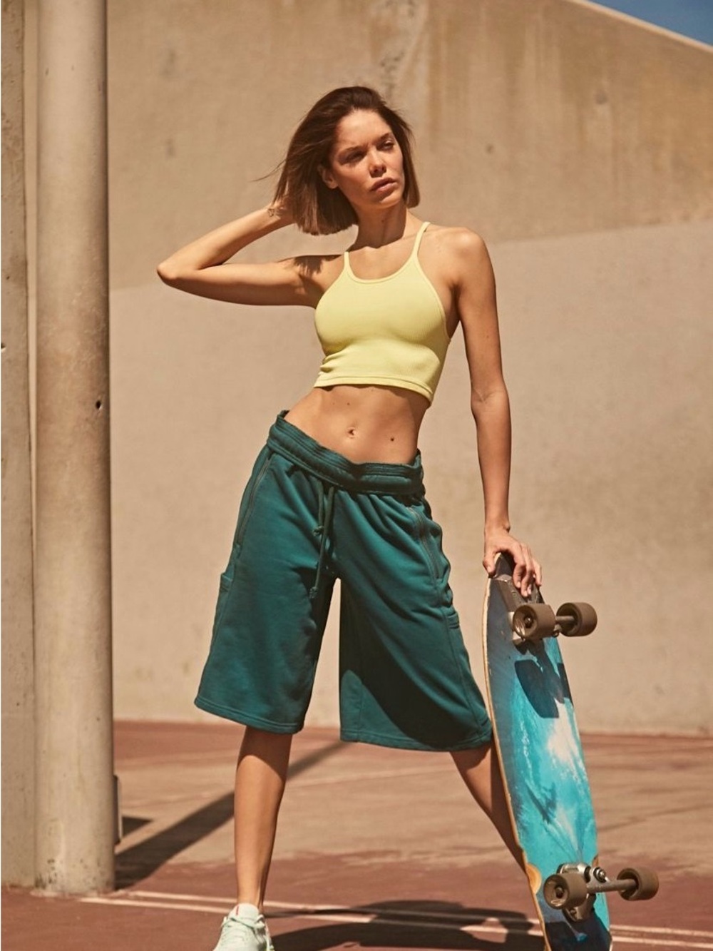 FREE PEOPLE MOVEMENT ROOKIE LONGLINE SWEATSHORTS / PURE WHITE